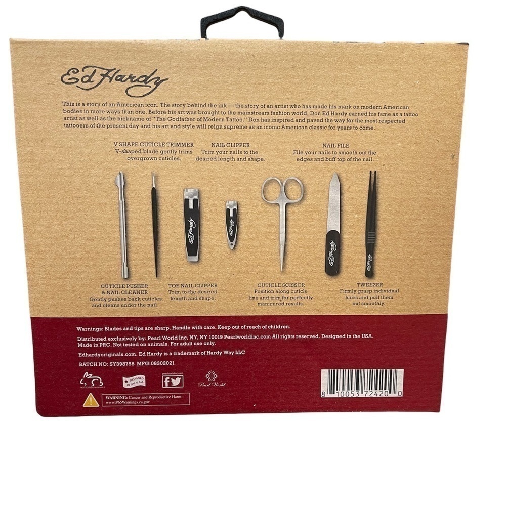 Ed Hardy 7 Piece Men’s Manicure & Pedicure Kit - NWB - Picture 3 of 3